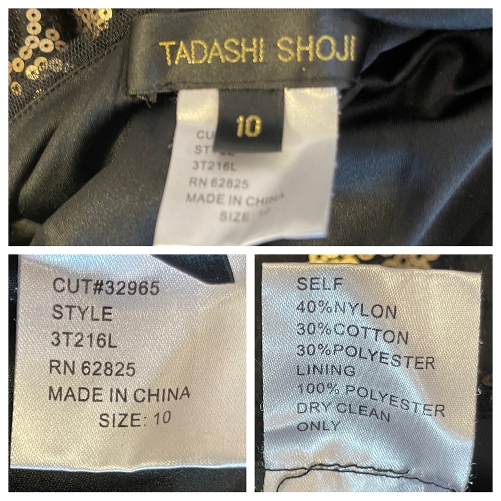 Tadashi Shoji One-Shoulder Dress in Black and Gold - Picture 8 of 8